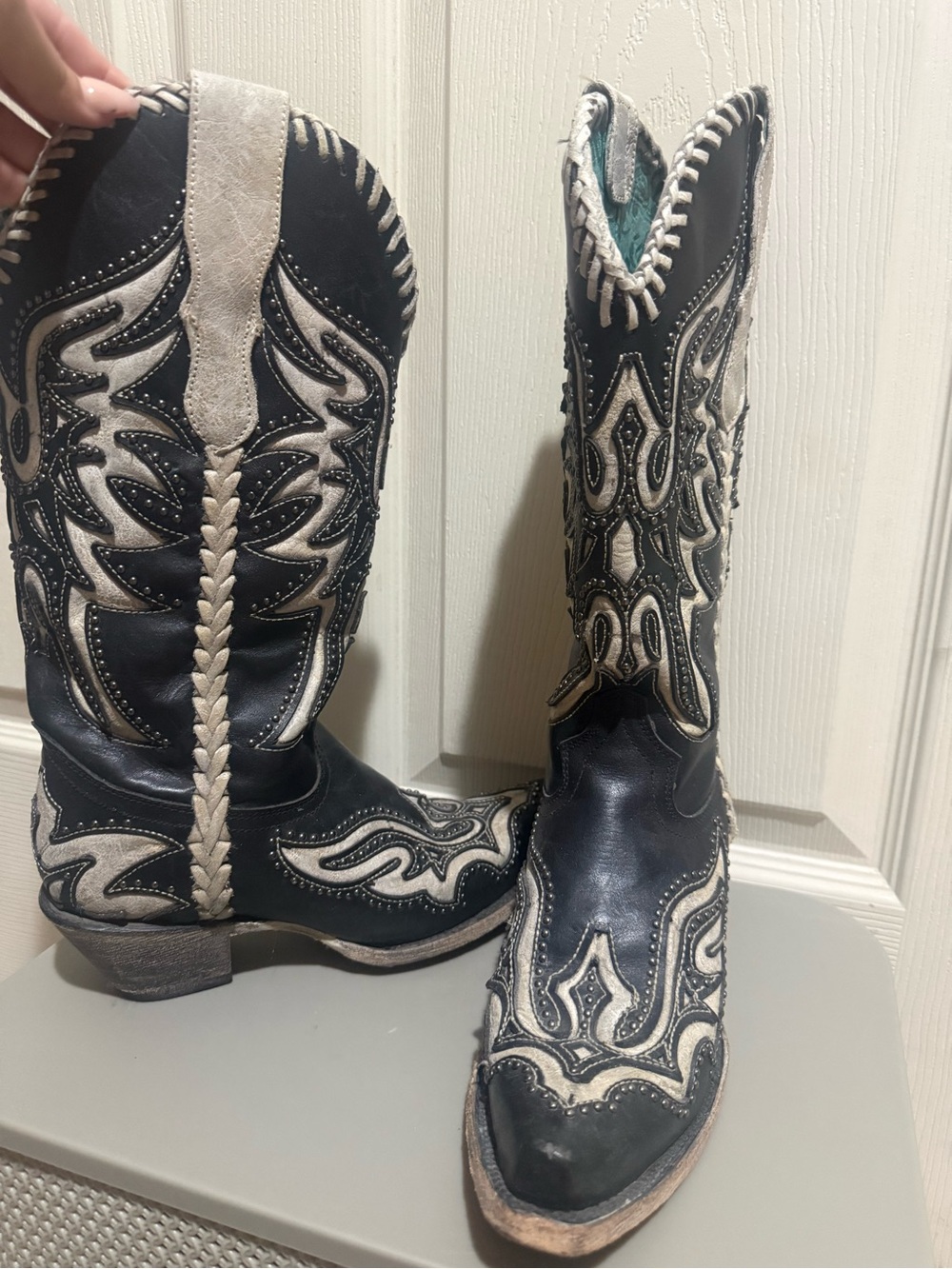 Women's Black & Bone Western Corral Cowgirl Boots